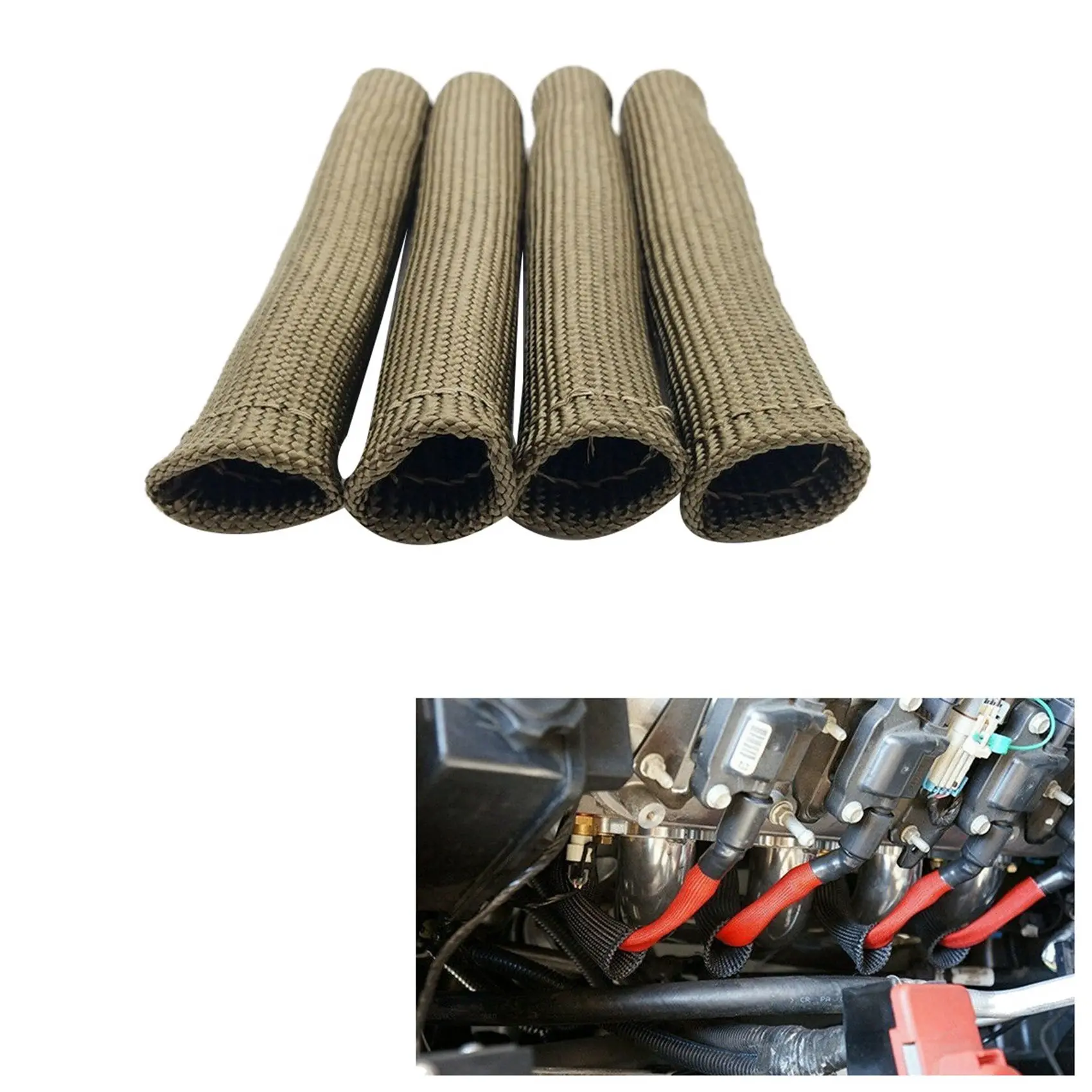Classy-16Pcs 2500° For Spark Plug Wire Boots Protector Sleeve Heat Shield Cover For LS1/LS2 Titanium
