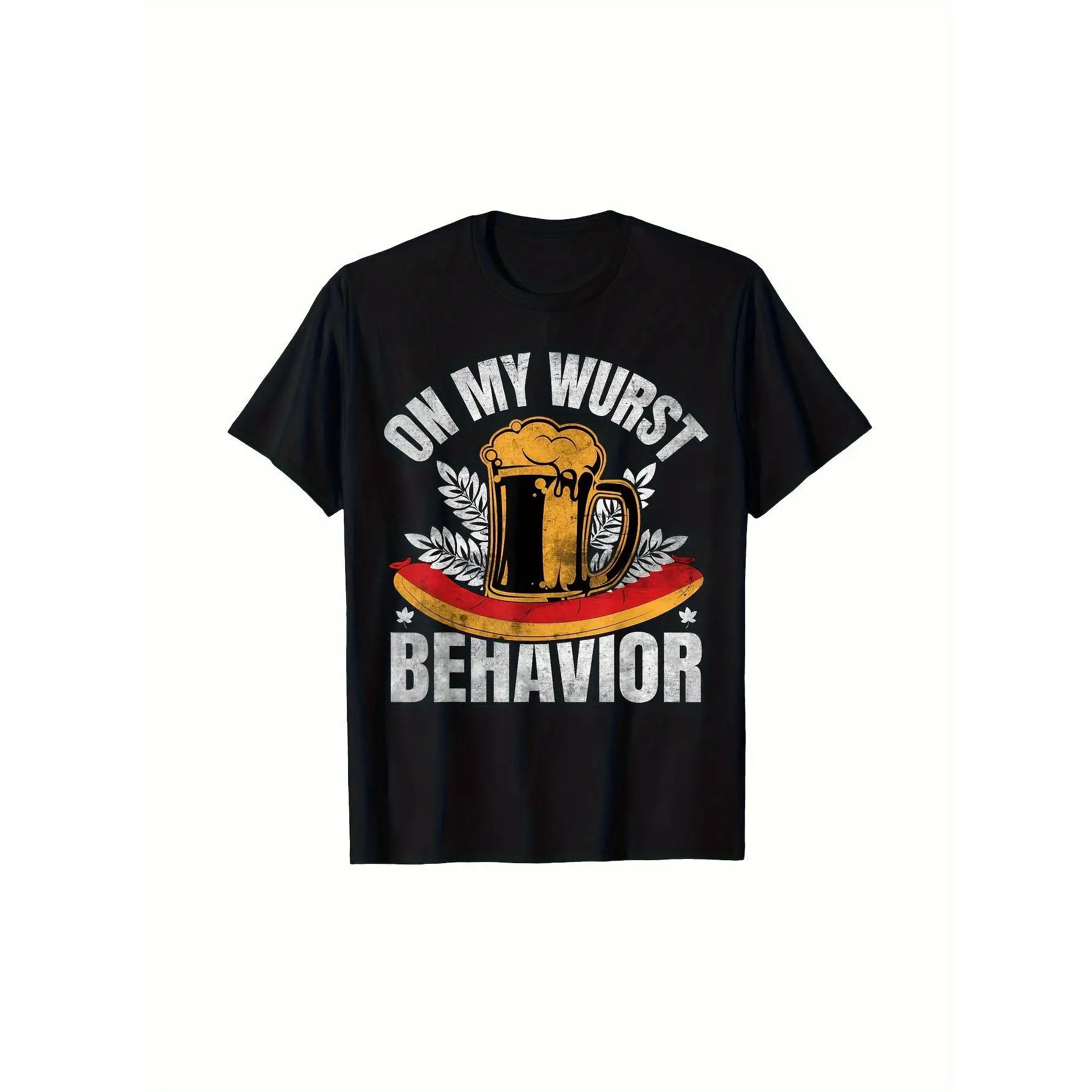 

Unisex Funny German T-shirt, Humorous "On My Wurst Behavior" Pun Tee, Oktoberfest Beer & Sausage Party Top