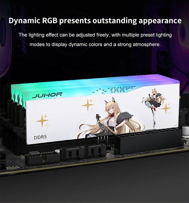 JUHOR Memoria Ram DR5 RGB 16GB 6400MHz 6800MHz 8000MHz  DIMM Ram Dual Channel Sunning Desktop Memory Ram