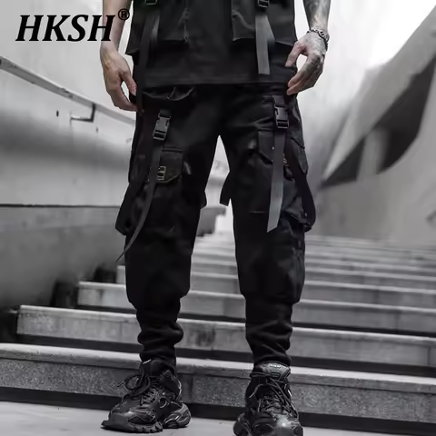 HKSH Spring New Men's Dark China-Chic Version Leggings Trend Ins Casual Overalls Safari Style Chic Ins Cotton Cargo Pants HK4992