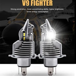 Fighter-bombillas Led para faro delantero de coche y motocicleta, lámpara Super Led H4 de 72W, 12V, 24V, 6000K, 8000LM