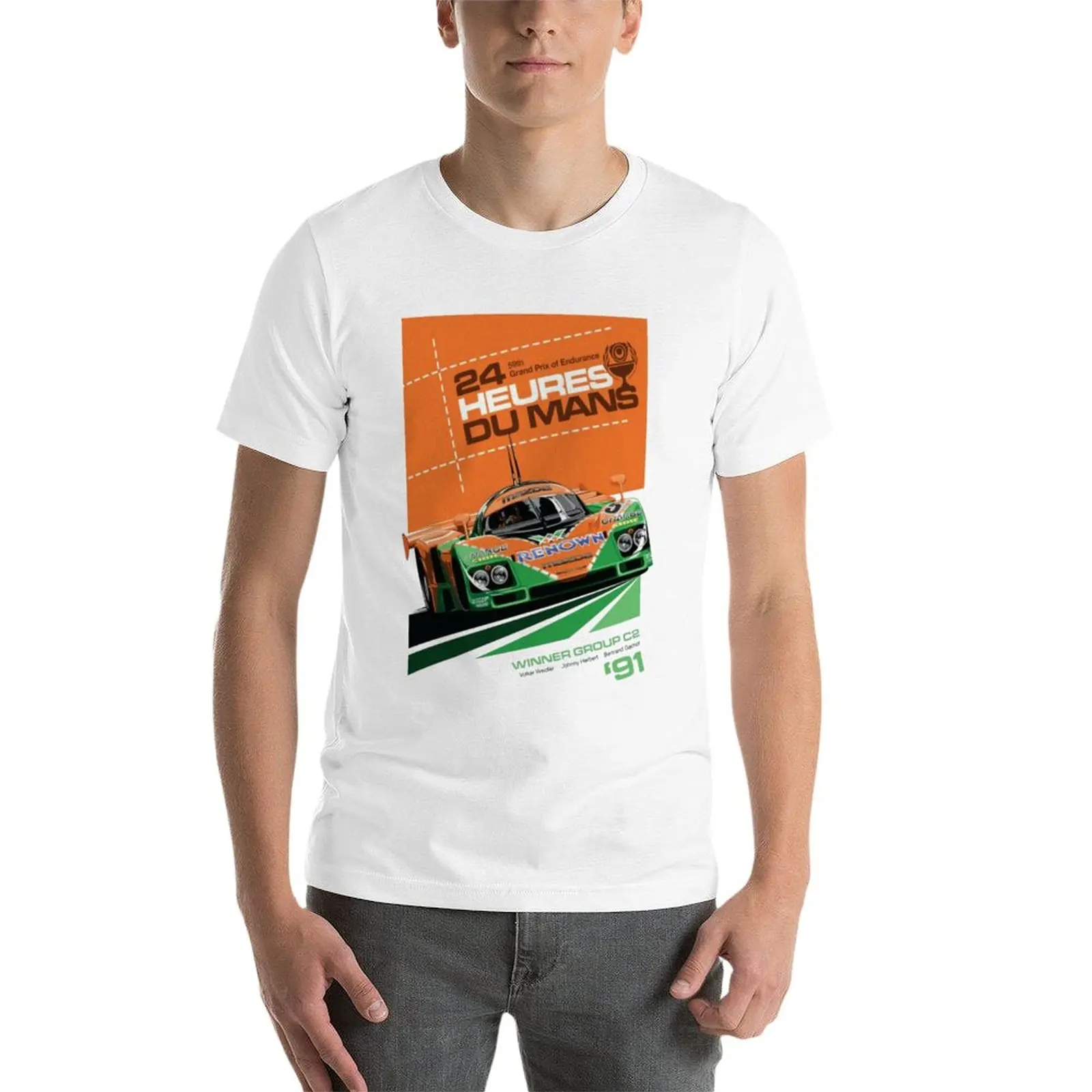 Camiseta de manga corta con estampado de coche de carreras para hombre, ropa deportiva con gráfico, 787B, novedad