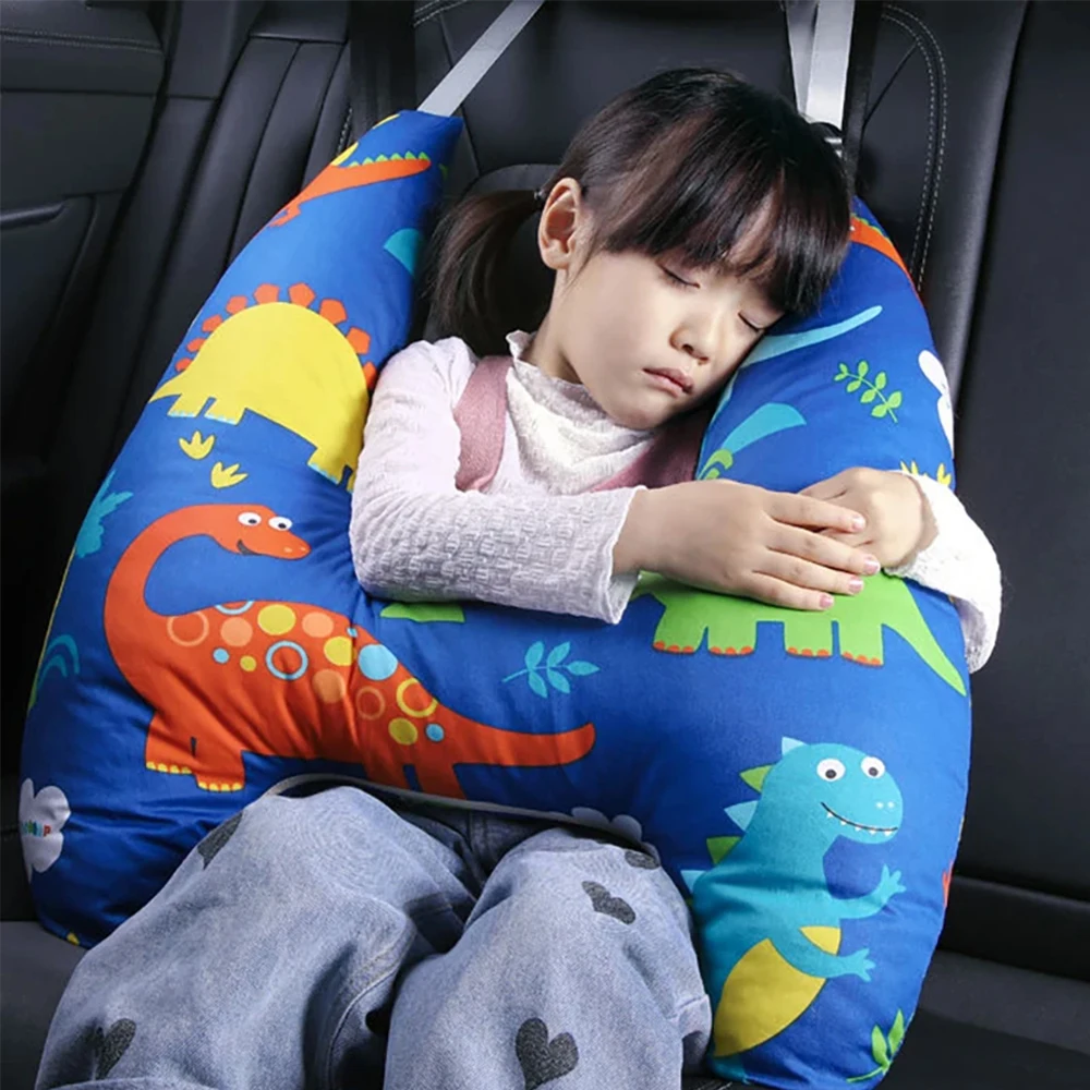 

Children's Car Headrest Cartoon Dinosaur Children's Sleeping Headrest Neck Pillow Car Supplies Travel Interior Accessories