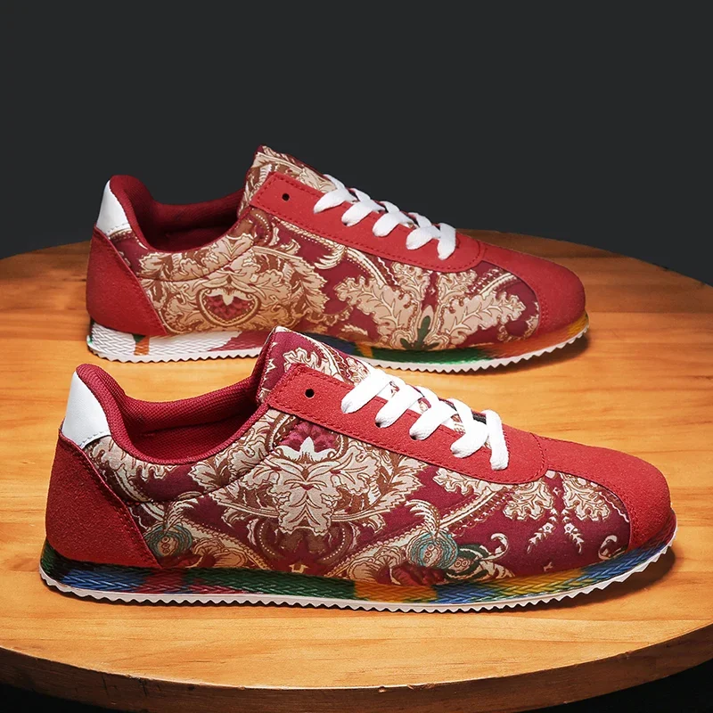 Fashion Red Running Shoes For Men Lightweight Sneakers Breathable Non-slip Men's Jogging Shoes Outdoor Casual Sports Shoes Man