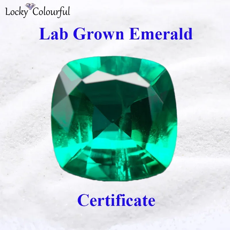 

Lab Grown Colombia Emerald Top Quality Square Cushion Shape Charms DIY for Jewelry Making Pendant Selectable AGL Certificate