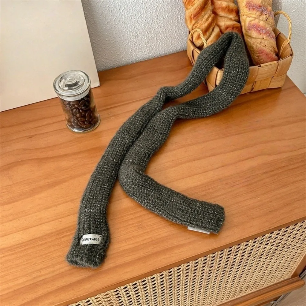 

Simple Solid Color Long Narrow Scarves Korean Style Ribbon Knitted Scarf Keep Warm Y2K Sweet Scarf Streetwear