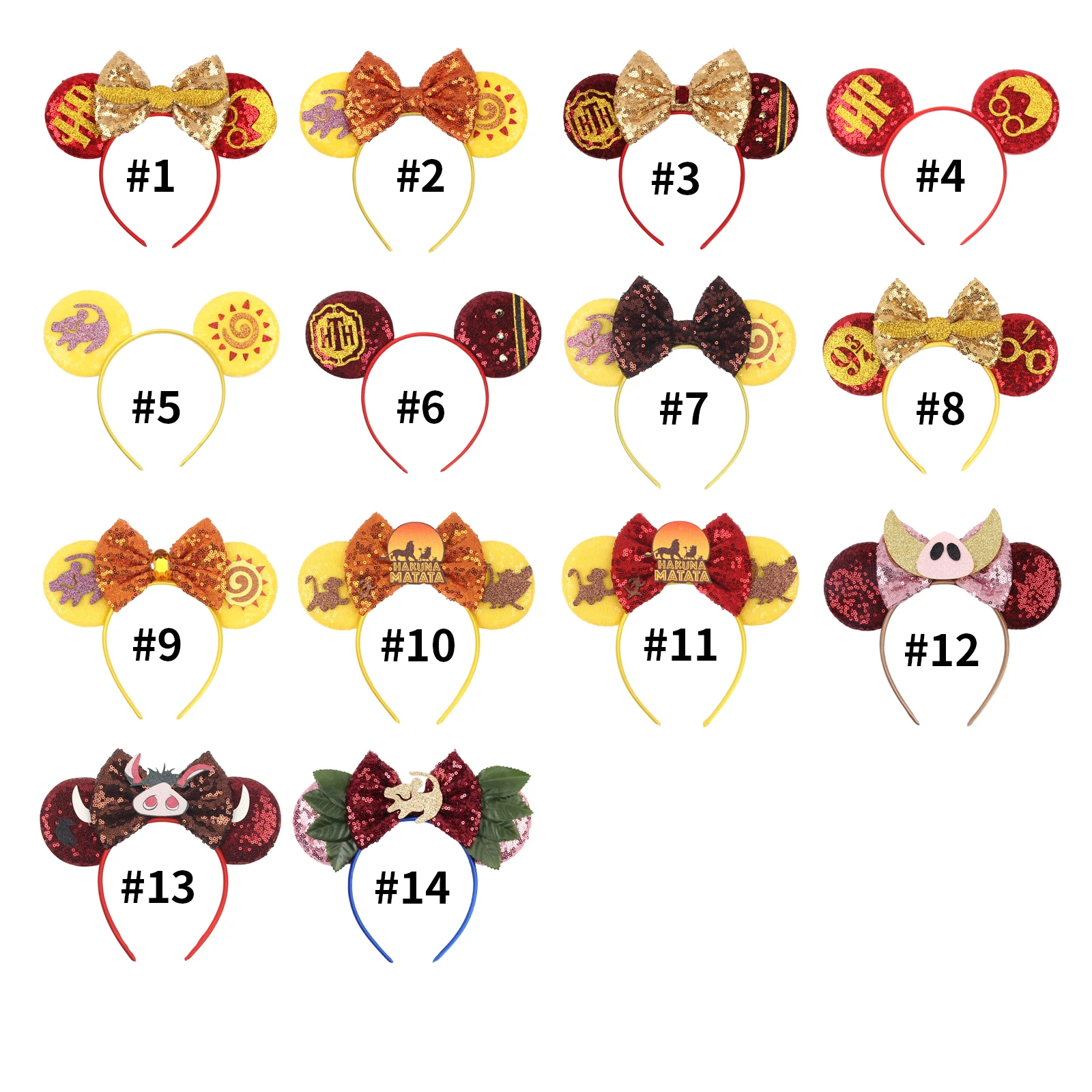 2026 Lion Character Mouse Ears Headband For Kids Party Festival Cosplay Animals Kingdom Hair Accessories Sequins Bow Hairband view 3