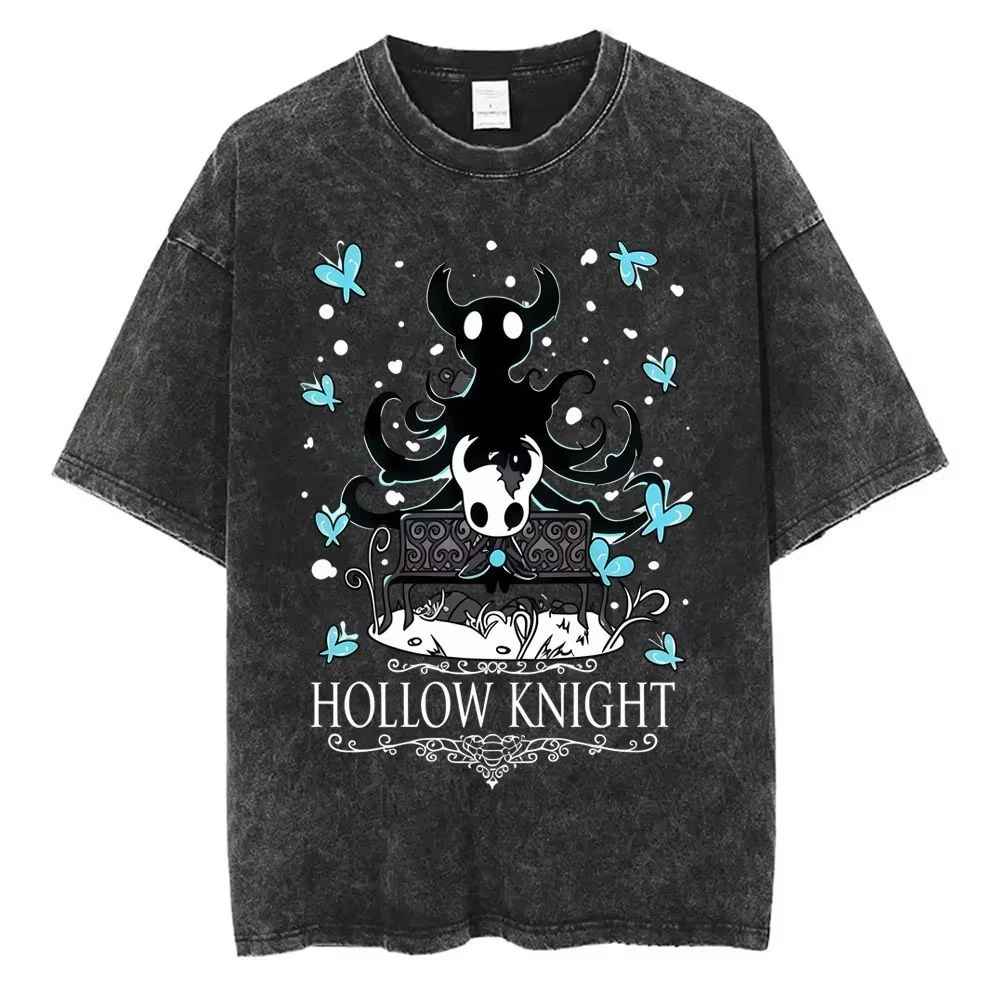 Summer Y2k Hollow Knight‌ Game-related Washable and Aged Short-sleeved T-shirts Loose Retro and Trendy Brand Half-sleeved
