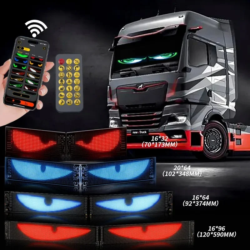 1/2PCS Devil Eyes Light USB-Powered LED Matrix Panel DIY Programmable Flexible LED Screen with App Control for Cars Windshield
