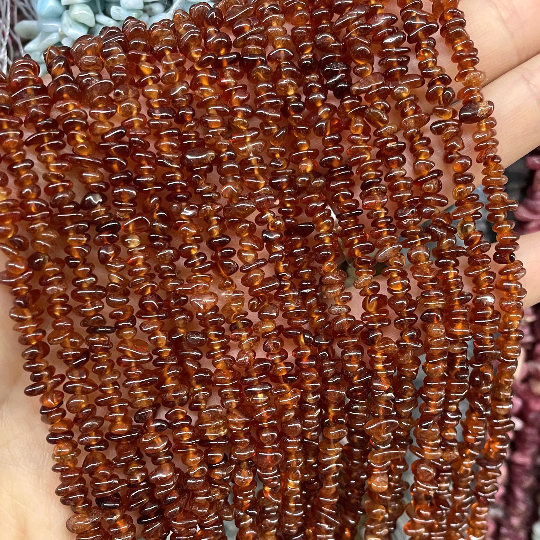 3-5MM Naturstein Unregelmäßige Freiform Orange Granat Chip Kies Spacer Perlen für Schmuckherstellung DIY Armband Halskette
