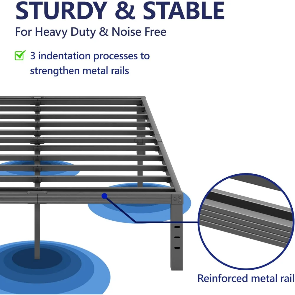 12 Inch High Metal Queen Bed Frame, Platform Bed Frame Queen Size No Box Spring Needed, Easy Assembly, Noise Free, Sturdy, Black