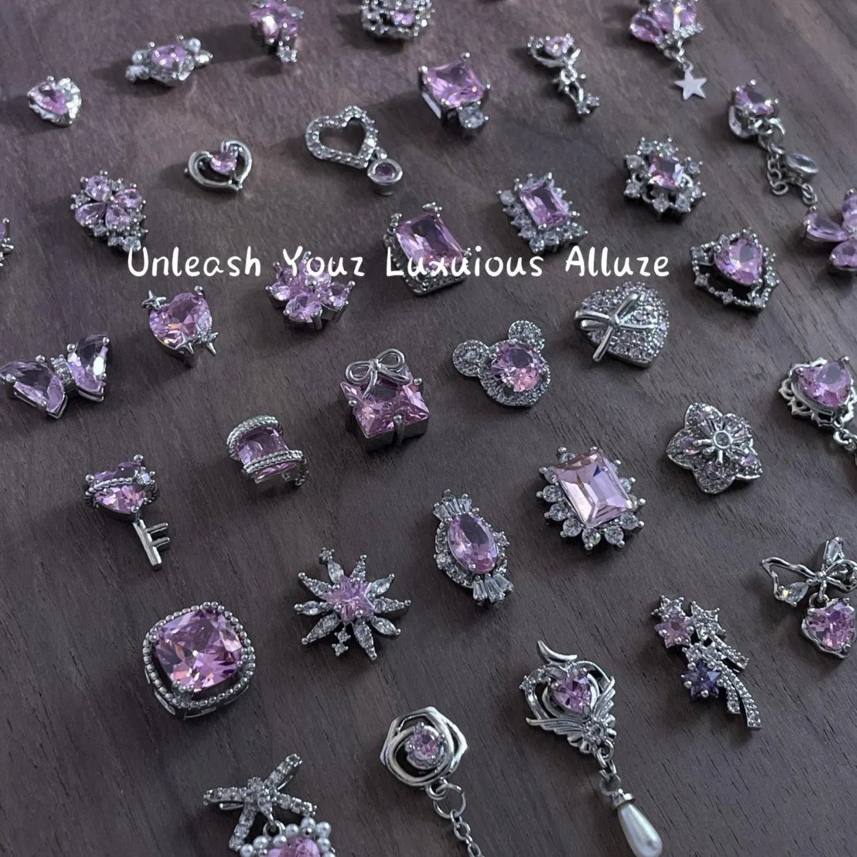 Pink Butterfly Zircon Nail Ornament Shiny Crystal Butterfly Patch Durable Cat Eye Nail Polish Nail Salon Decoration Accessories