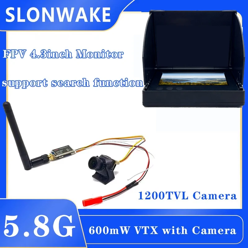 

5,8G 48CH Двойные антенны 4,3-дюймовый FPV-монитор Видео с передатчиком 5,8g 600 МВт и камерой CMOS 1200TVL для радиоуправляемого мультикоптера