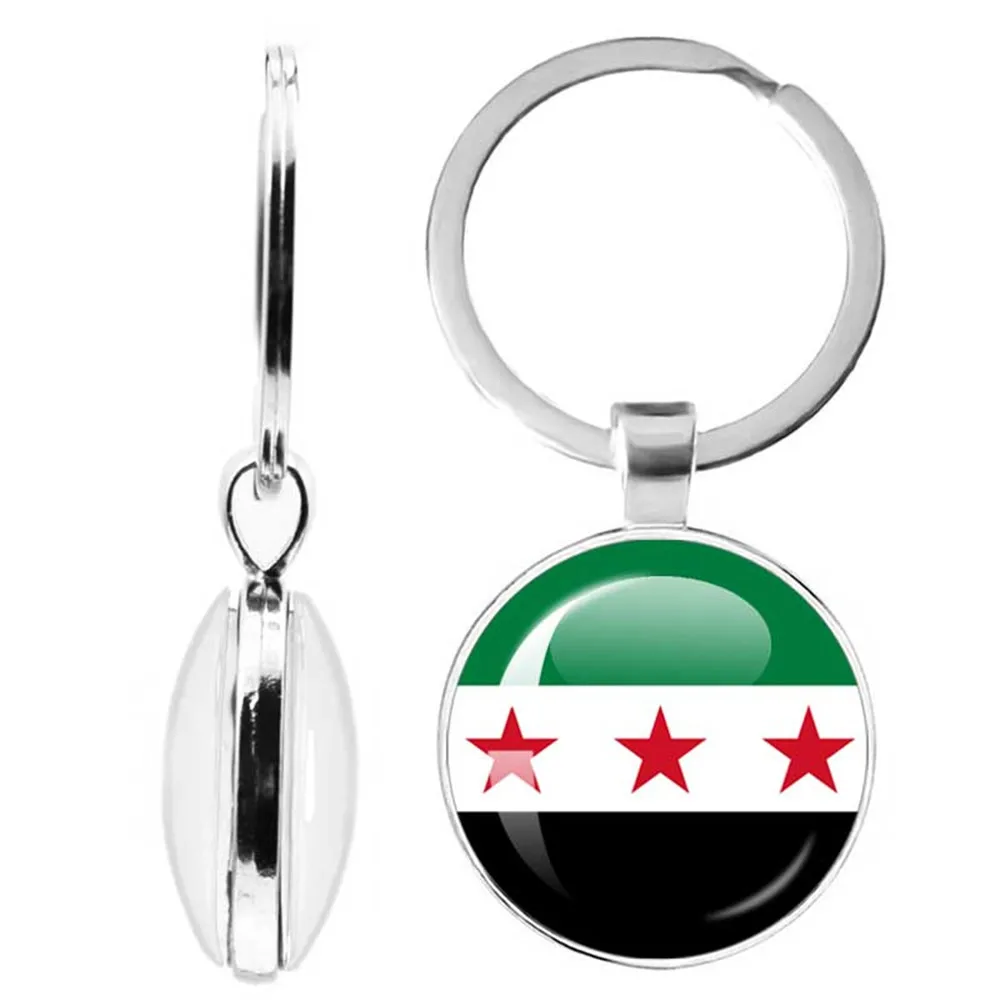 Syria National Flag Glass Cabochon Pendant Keychain Metal Keychain Fashion For Women Men Charm Handmade Car Keyring Jewelry Gift
