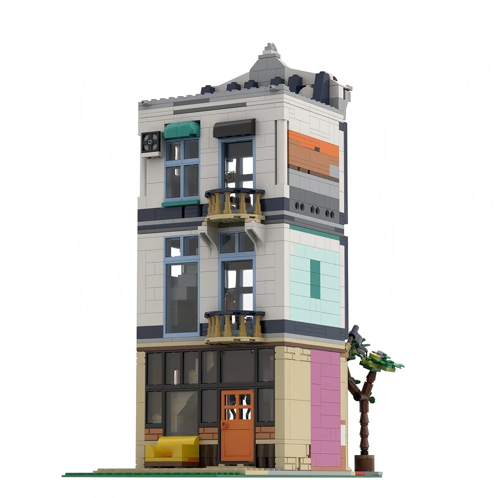 새로운 MOC 핫 세일 도시 거리 풍경 비닐 레코드 상점 모델 블록 모듈형 DIY 조립 어린이 장난감 소년 선물 세트