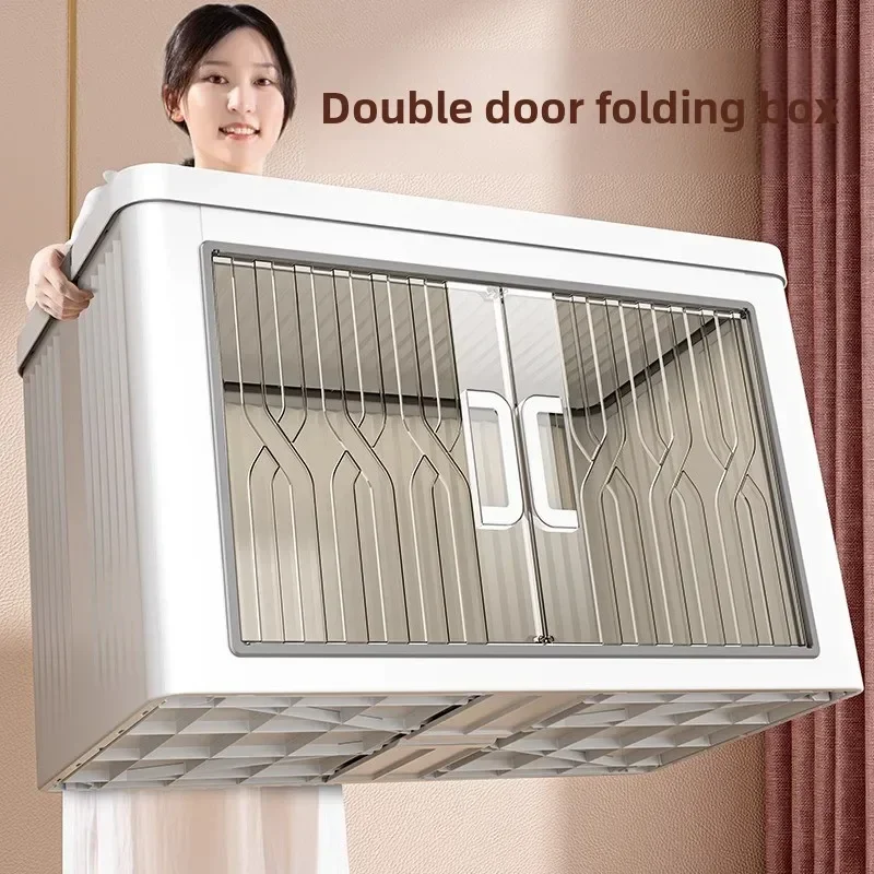 

Installation-free folding storage cabinet, household plastic snack beverage locker, enlarged thickened clothing storage cabinet