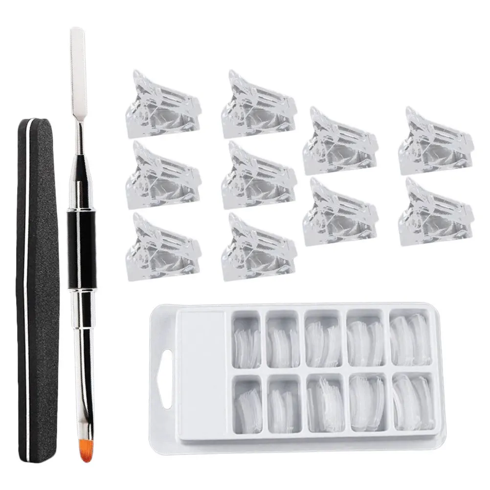 

1Set Manicure Extending Nails White Crystal False Nail Molds Compact Easy Clean Nail Art Templates DIY Manicure Tools