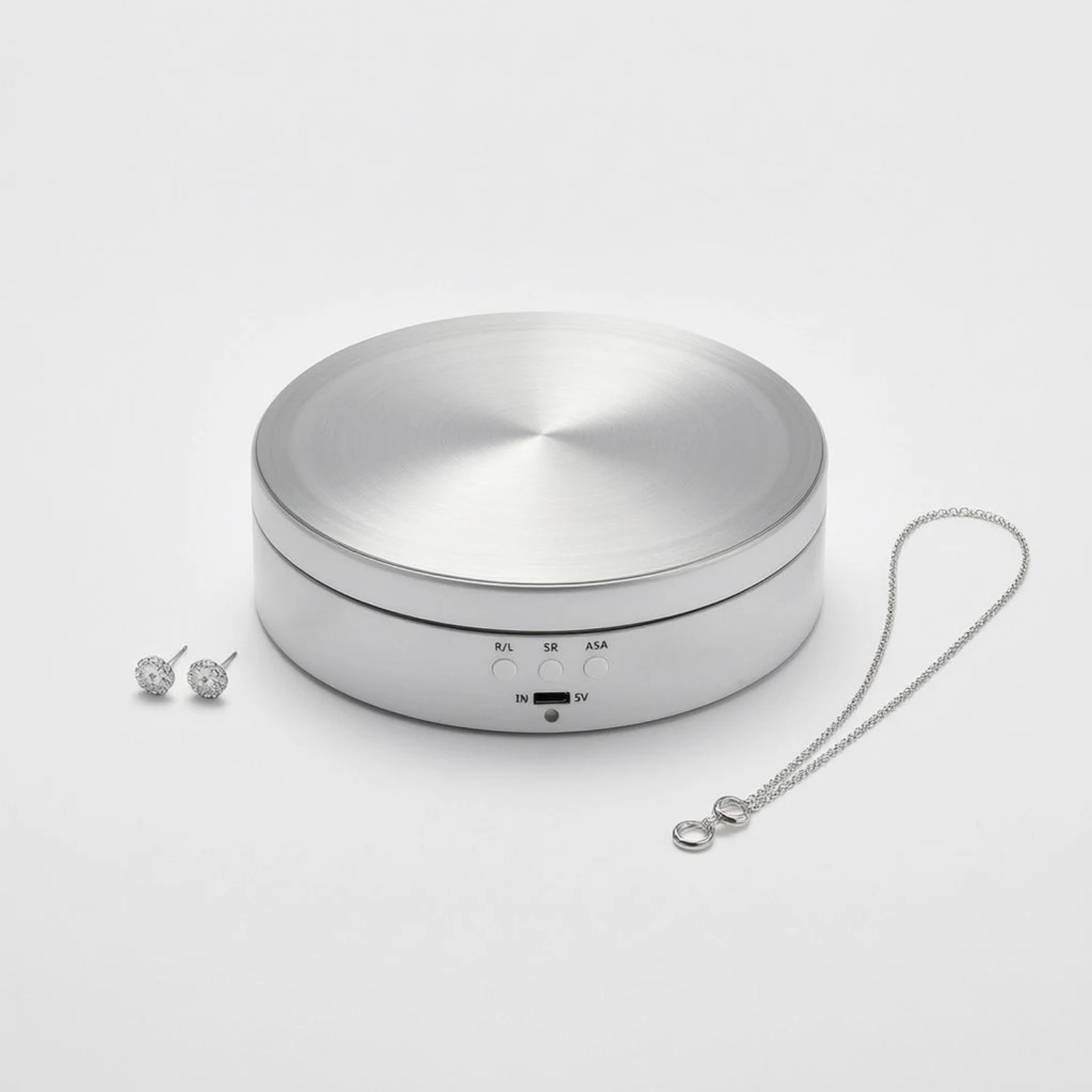 Electric Display Turntable Low-Height Jewelry Display Turntable Showcase Item Control Buttons Smooth Surface