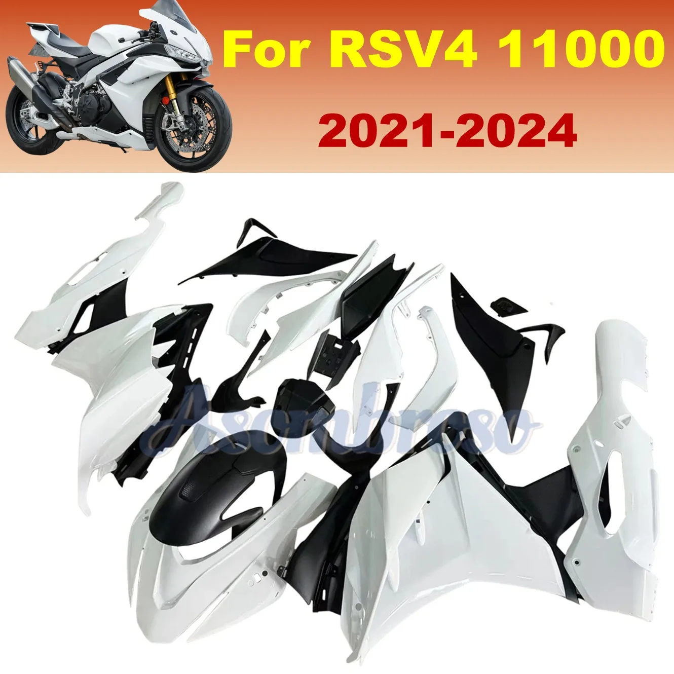 

Motorcycle Fairings For Aprilia RSV4 RSV1100 2021 2022 2023 2024 White Body Panel Replacement Set