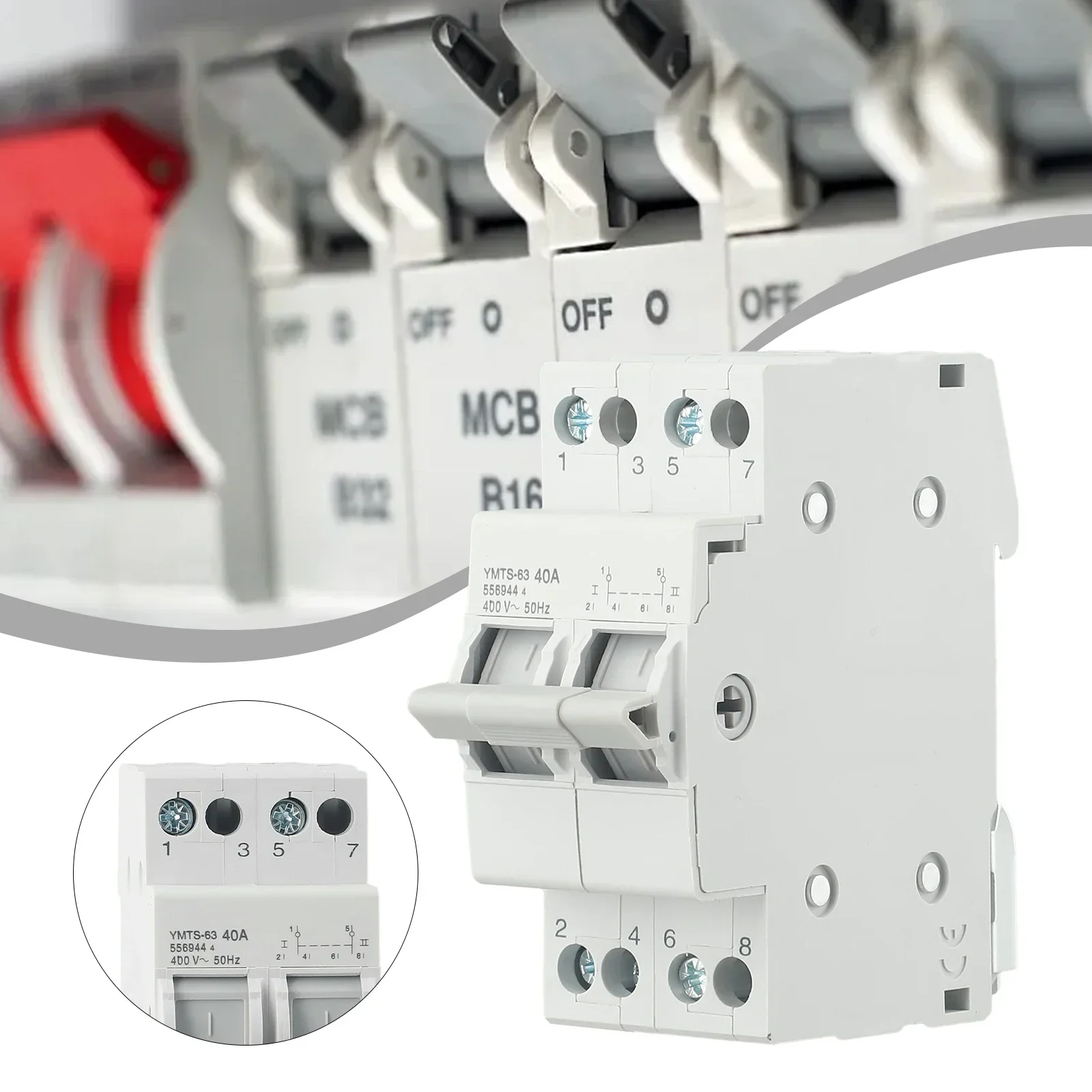 

Brand New Transfer Switch Circuit Breaker 8KA AC400 Dual Power Manual Tool Miniature White For Current And Voltage Tools