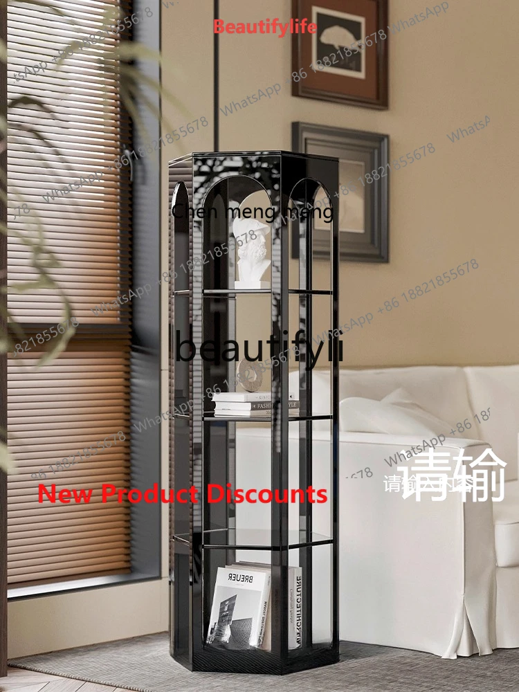 

2003 Hexagonal Cabinet Display Retro Living Dining Room Corner Storage Wine Side Cabinet