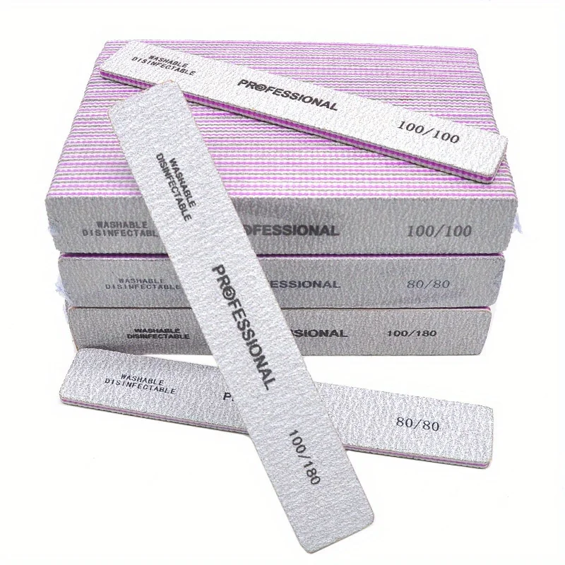 Straight Nail File 80/100/180/240 Grits Nail Sanding File Buffer Block Lime a ongle Nail Polishing Files For Manicure Nail Tool