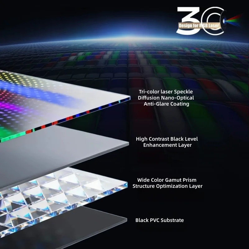 Premium 3C Anti‑Speckle Electric Floor Rising Projection Screen – Eliminates Laser Speckle for Home Cinema & Professional Use