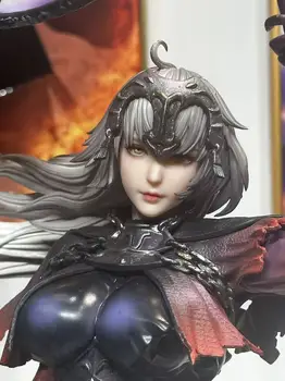 Figurka Anime Fate Grand Order Jeanne D'Arc Alter Black Jeanne z podwójną głową, 65 cm, z PVC, z podstawką z flagą, kolekcjonerski model, zabawka.
