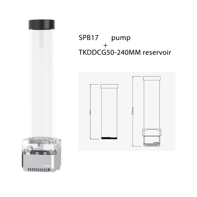 水冷システムとリザーバーコームポンプ,Barrow-17W rgb,195mm, 245mm, 295mm,黒