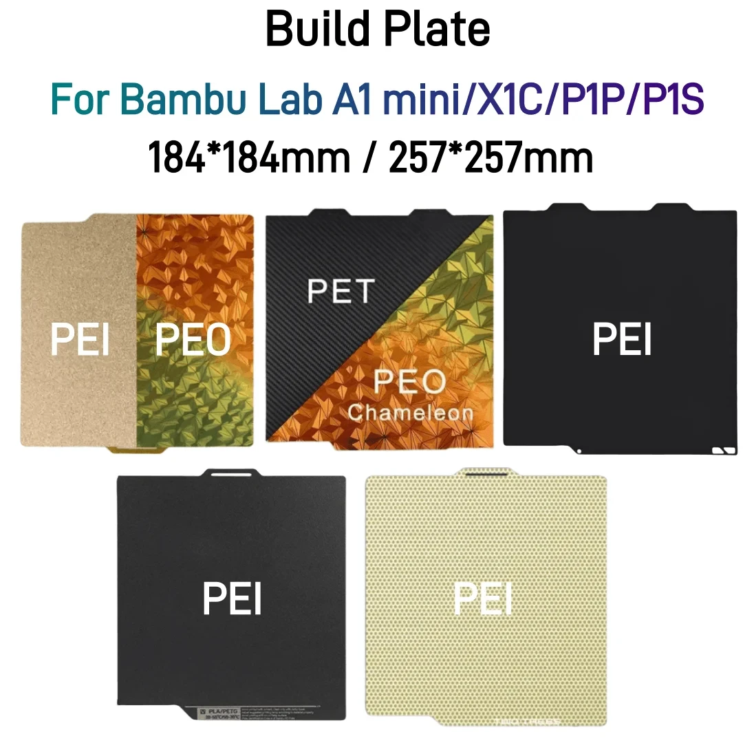 For Bambu Lab A1 Mini Build Plate 184X184mm PEI Build plate 257X257mm For Bambu A1/A1 mini/X1C/P1P/P1S 3D Printer Accessories