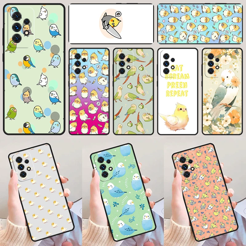 Chubby Cockatiel Parrot Bird phone case For Samsung Galaxy A42 A31 A40 A51 A71 A32 A80 A91 A52 A72 A73 A20e A21S A50 A70 A11 A12