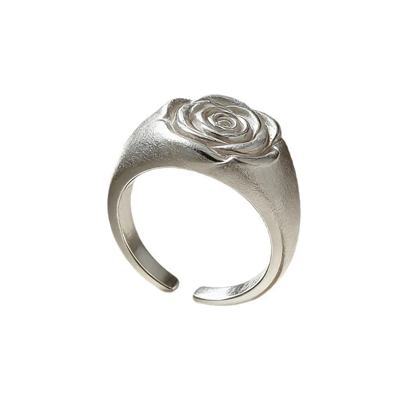 925 Sterling Silver Rings for Women Couple Minimalist Handmade Rose Shape Ring Fine Jewelry Gift Prevent Allergy
