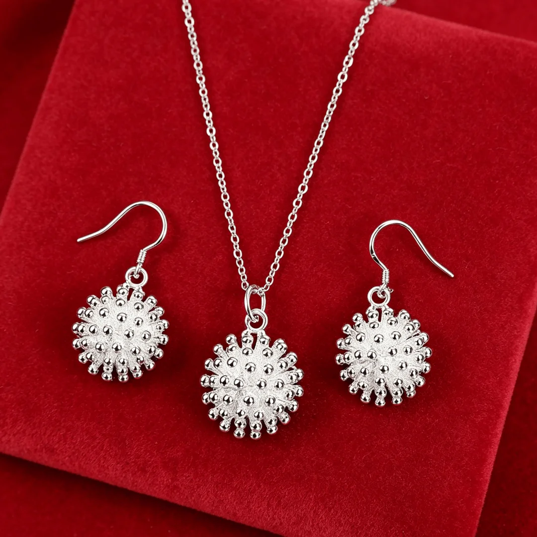 Special offer trend flowers Pendant necklace earring 925 Sterling Silver original Jewelry set for women Fashion Anniversary Gift
