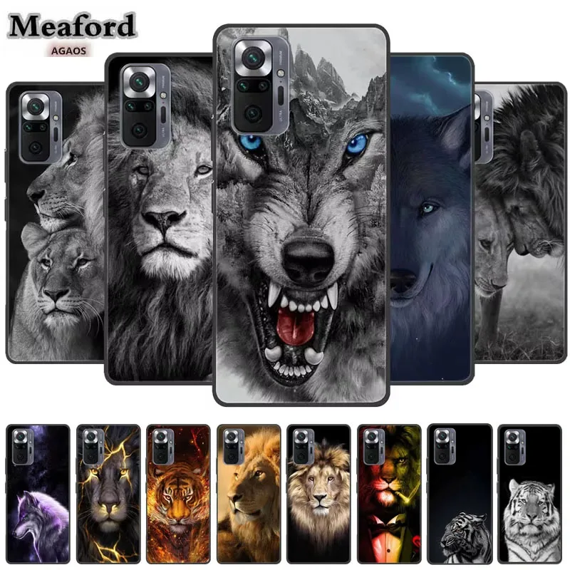 

Чехол для телефона Redmi Note 10 Pro, мягкий силиконовый чехол-накладка с животными для Xiaomi Redmi Note 10S, 10, 4G, оболочка с рисунком волка, Льва, бампер