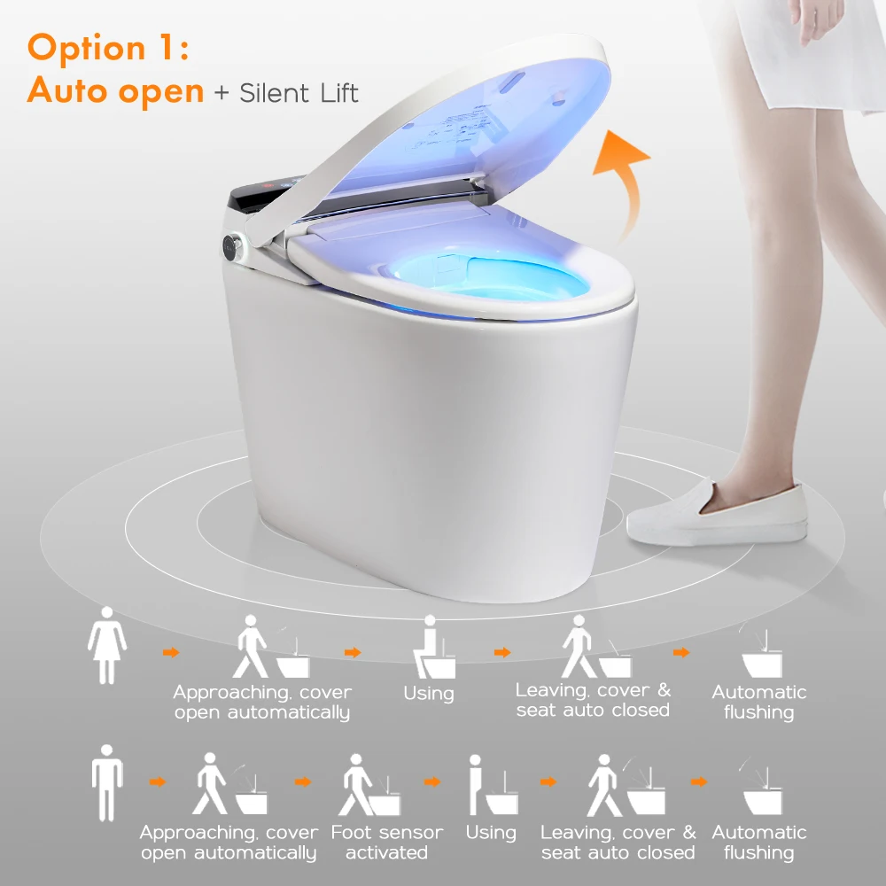 مرحاض سيراميك أوتوماتيكي للتحكم عن بعد مع خزان مياه مخفي