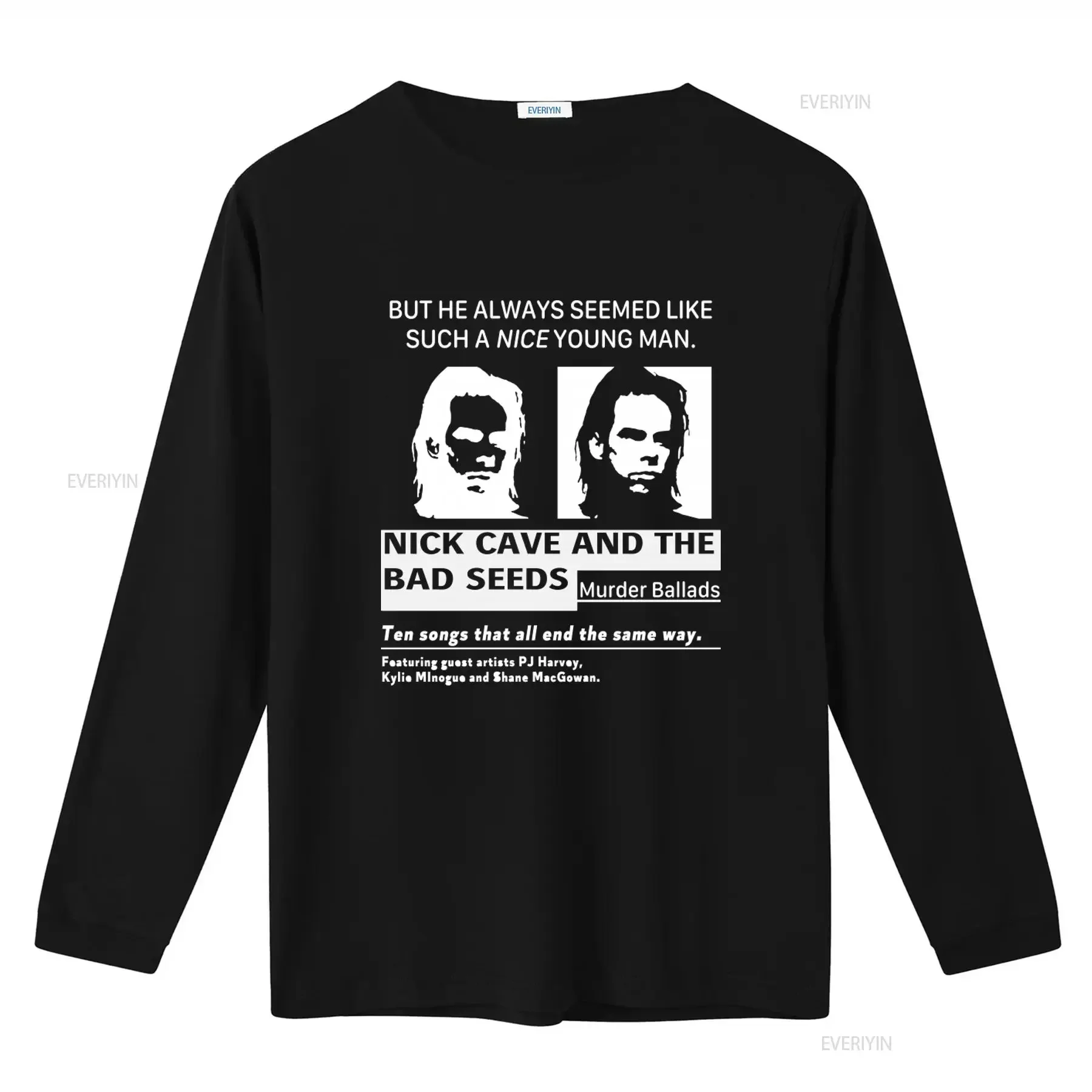 Nick Cave and the Bad Seeds Murder Ballads T shirt Featuring Guest Artists PJ Harvey Kylie Minogue Shane MacGowan Unique Design