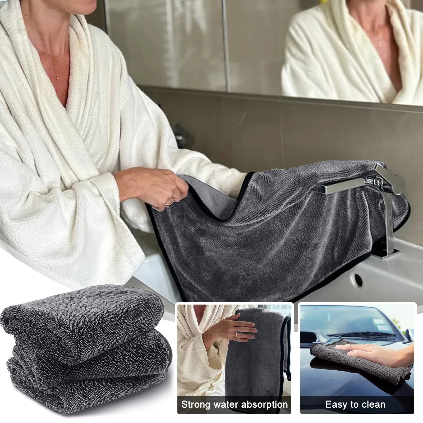 Microfiber Car Wash Towel 60X40cm Super Absorbency Car Cleaning Cloth Premium Drying Microfiber Auto Towel