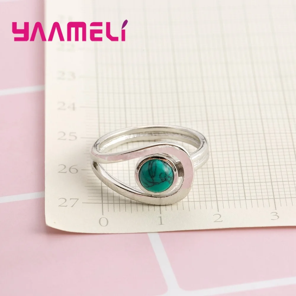 Top Quality 925 Sterling Silver Rings For Women Circle Fashion Jewelry Wholesale Pretty Party Beautiful Gift Opal Paved