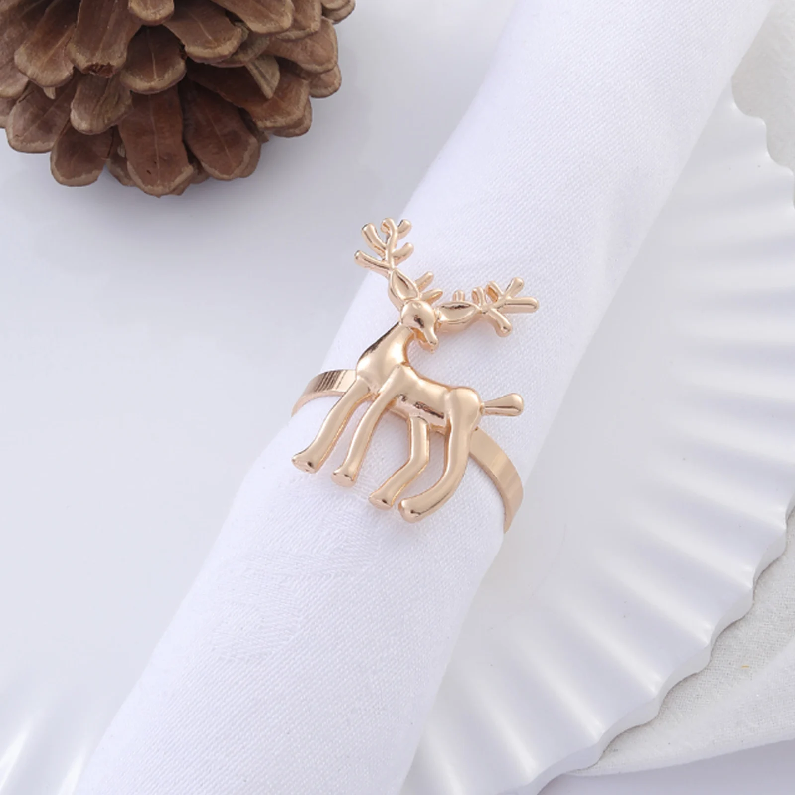 

6Pcs Xmas Elk Napkin Rings Alloy Deer Shaped Napkin Buckles Christmas Party Table Decorations Tableware Adornments