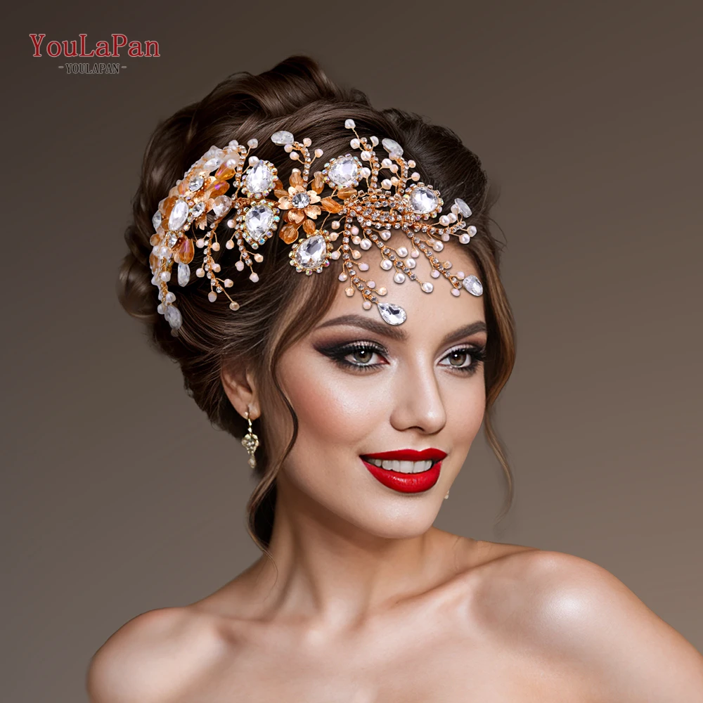 

YouLaPan Bride Hair Accessories Wedding Headpiece Women Headband Rhinestone Queen Headwear Party Banquet Bridal Headdress HP453