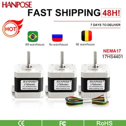 HANPOSE 3PCS 3D printer 4-lead Nema17 Stepper Motor 42 motor 42BYGH 1.5A (17HS4401) step motor for CNC XYZ Nema 17 stepper motor