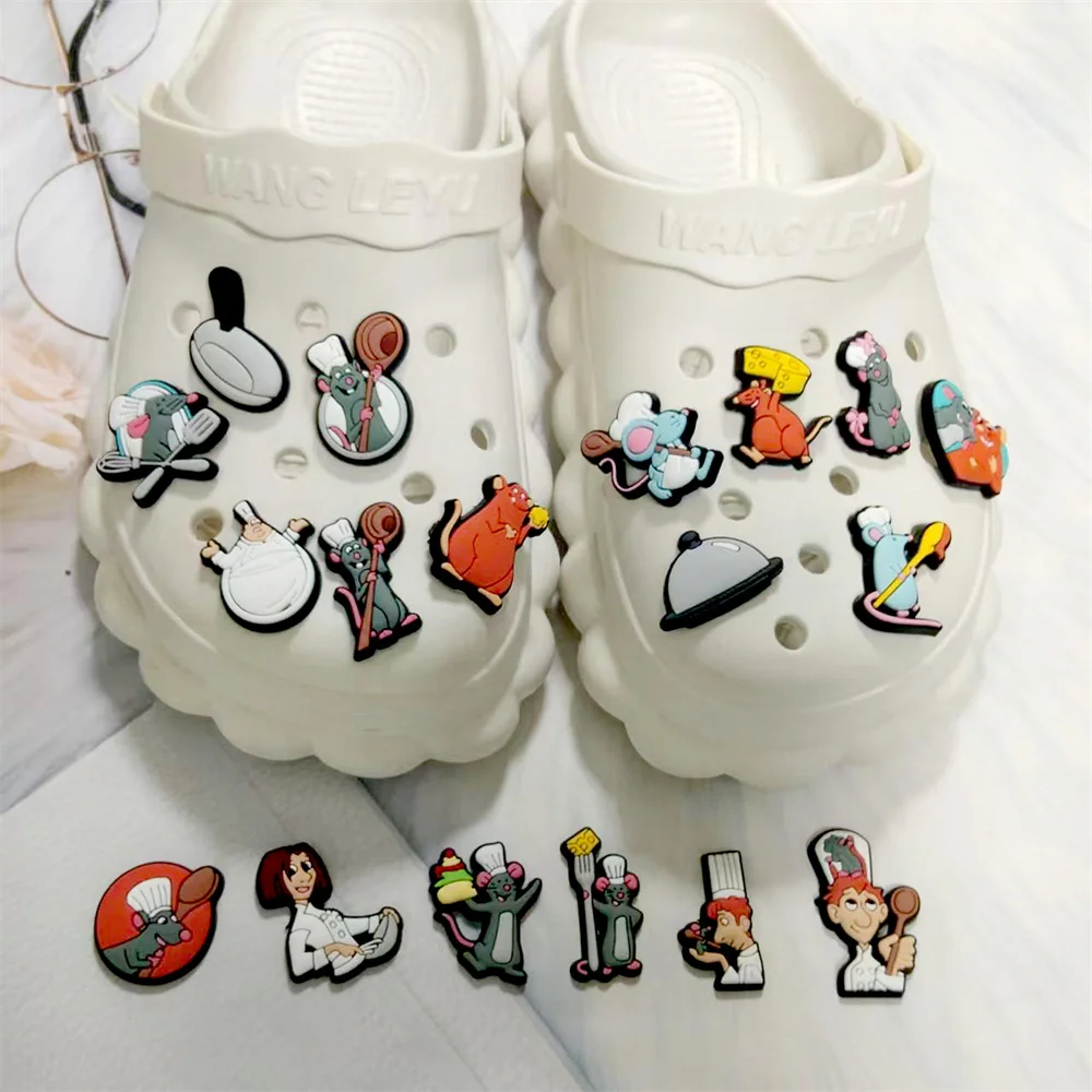 18/50Pcs Hot Toys Ratatouille Shoe Charms Cartoon Animal Shoes Decoration Accessories Clog Sandal Buckle Friends Party Gifts