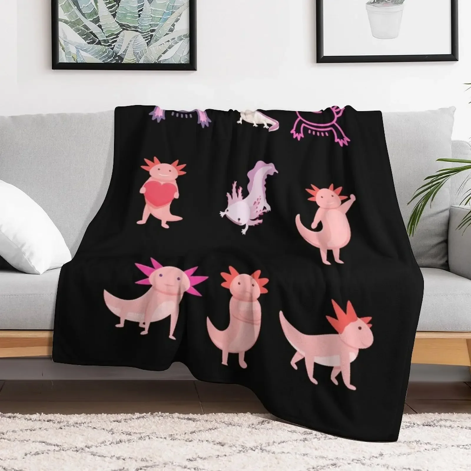 New Tiny Axolotl-Tiny Happy Axolotl Throw Blanket Blankets For Baby Vintage Travel Summer Blankets