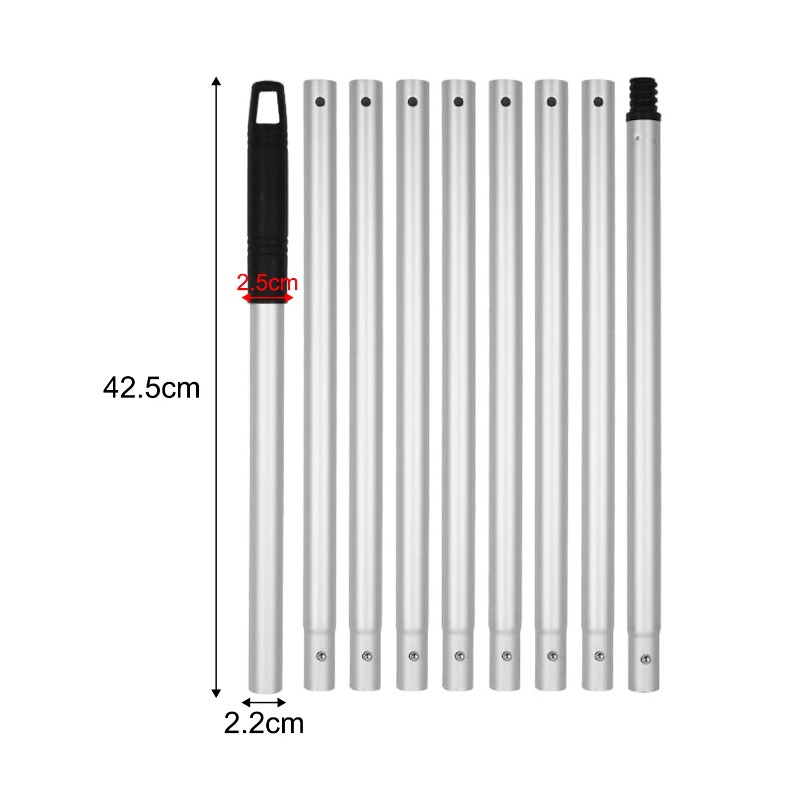 Multi Purpose Tool 0.42m 1.3ft To 3.6m 12ft Aluminum Pole Non-Slip Grip Standard Threaded End Adjustable Length