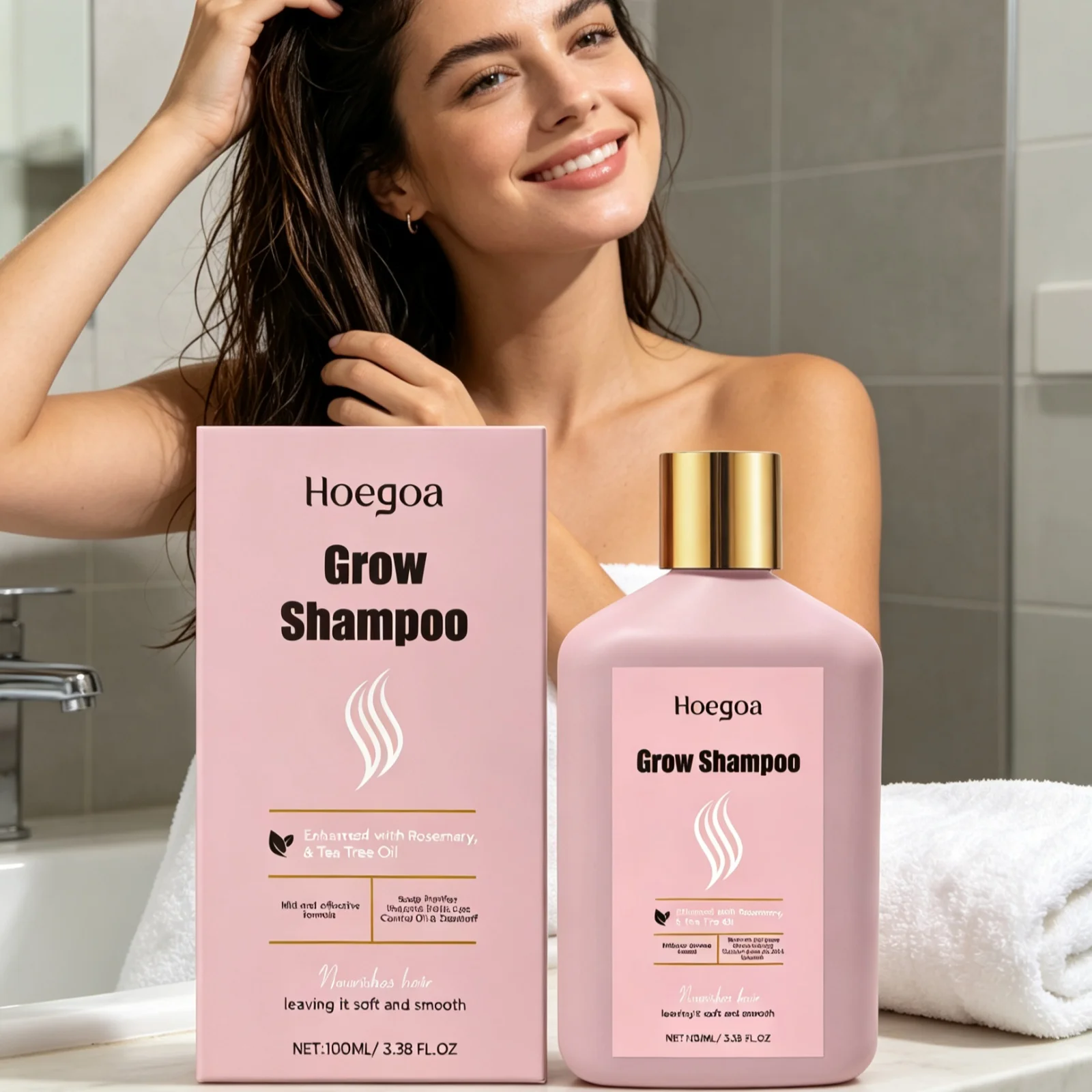 Hoegoa Rosemary Hair Shampoo Deep Nourishing Scalp Repair Split Ends Anti Frizz Gentle Non Irritating Herbal Hair Care Shampoo