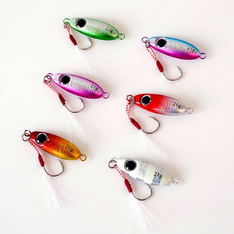 

21g Metal Fishing Lures Set - Spinning Lure Baits with Hooks & Silicone Skirts, Multi-Color for Freshwater/Saltwater Fishing