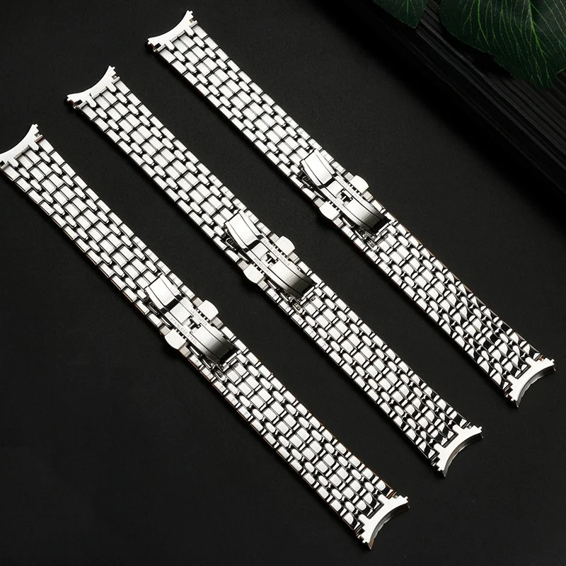 Stainless steel watch strap 18mm 20mm metal arc interface silver rose gold watch band For Longines Presence L4.720/821/921/805