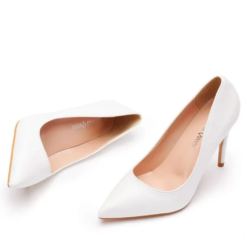 Décolleté donna ufficio punta a punta moda Slip-On PU 11CM tacchi sottili sandali eleganti stile coreano scarpe da festa donna Stiletto bianco