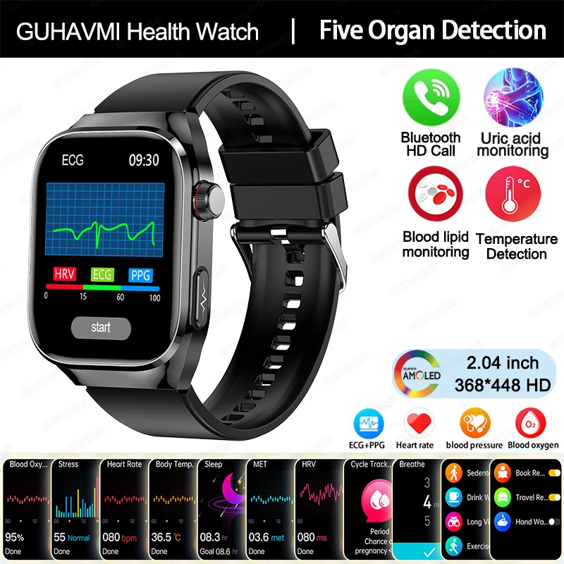 2025 Nieuwe ECG Smart Horloge Vrouwen BT Oproep Hartslag Bloedlipiden Urinezuur Gezondheid Monitor Horloges AI Voice 650 mAh Sport Smartwatch