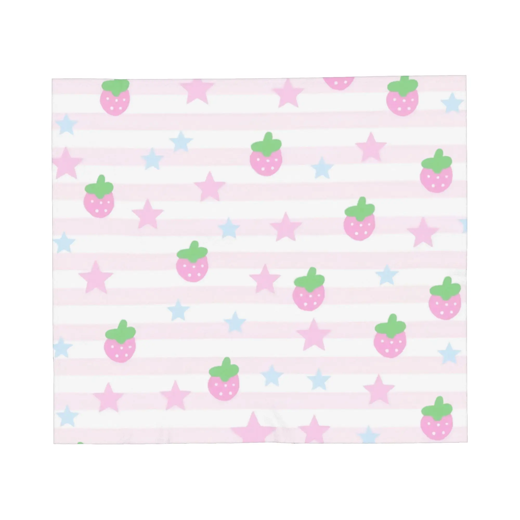 Strawberry Pastel Kawaii Star Pink Stripe Fleece Throw Blanket  Blankets for Sofa Car Lightweight Thin Bedding Throws